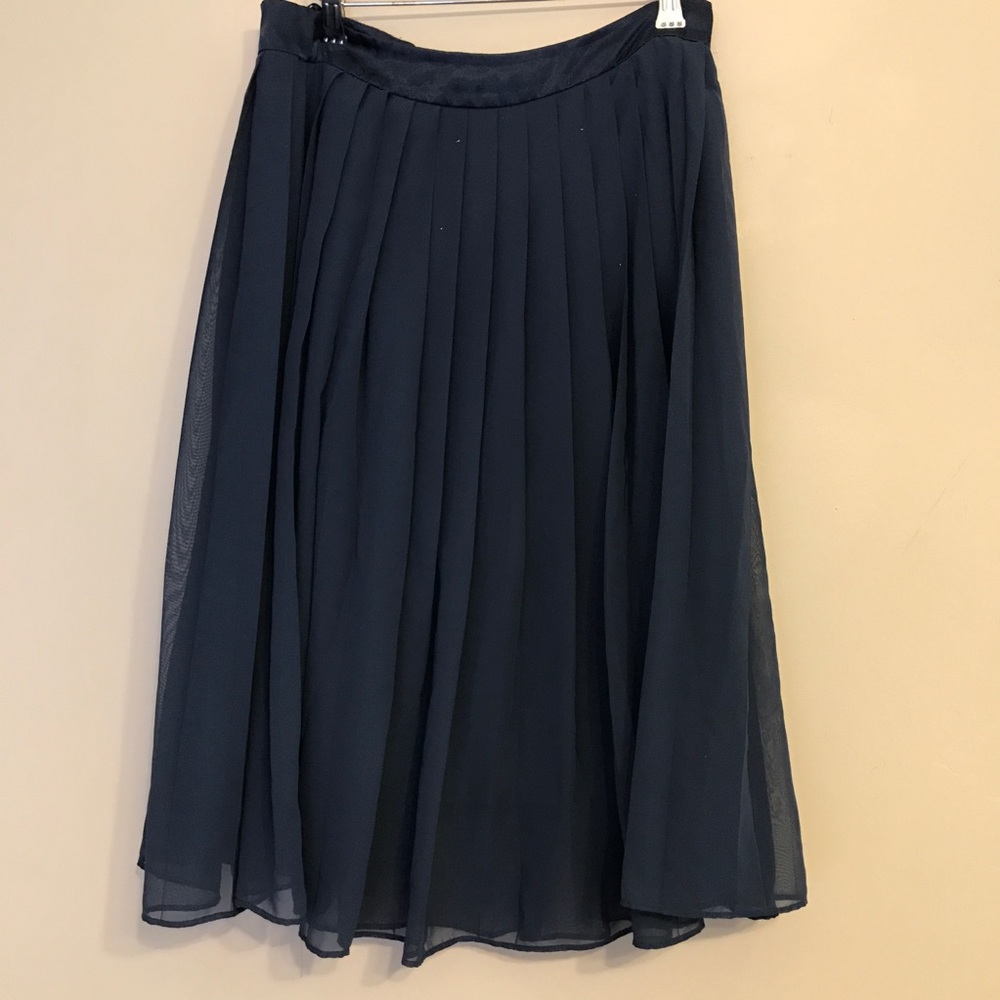 Navy Blue Pleated Skirt
